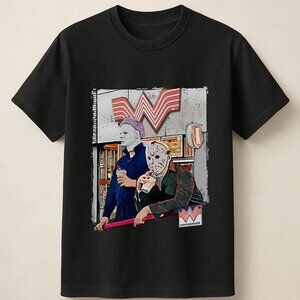 Michael Myers Jason Voorhees at Whataburger Cartoon Art Unisex T Shirt  05
